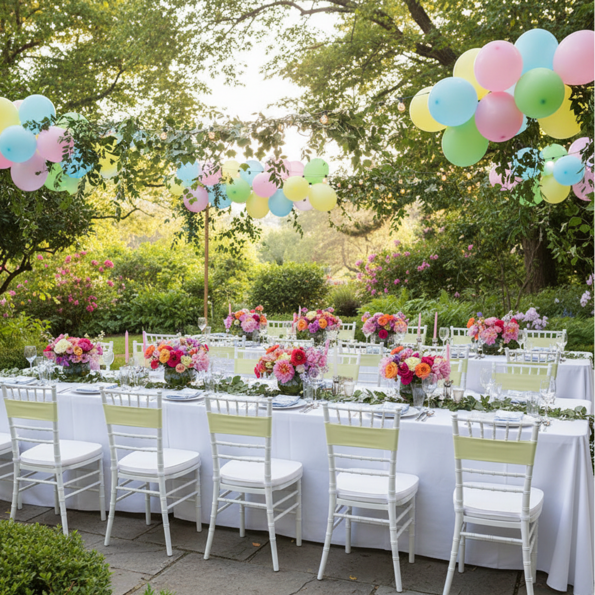 Birthday Outdoor Event – Sage Green Chair Bands