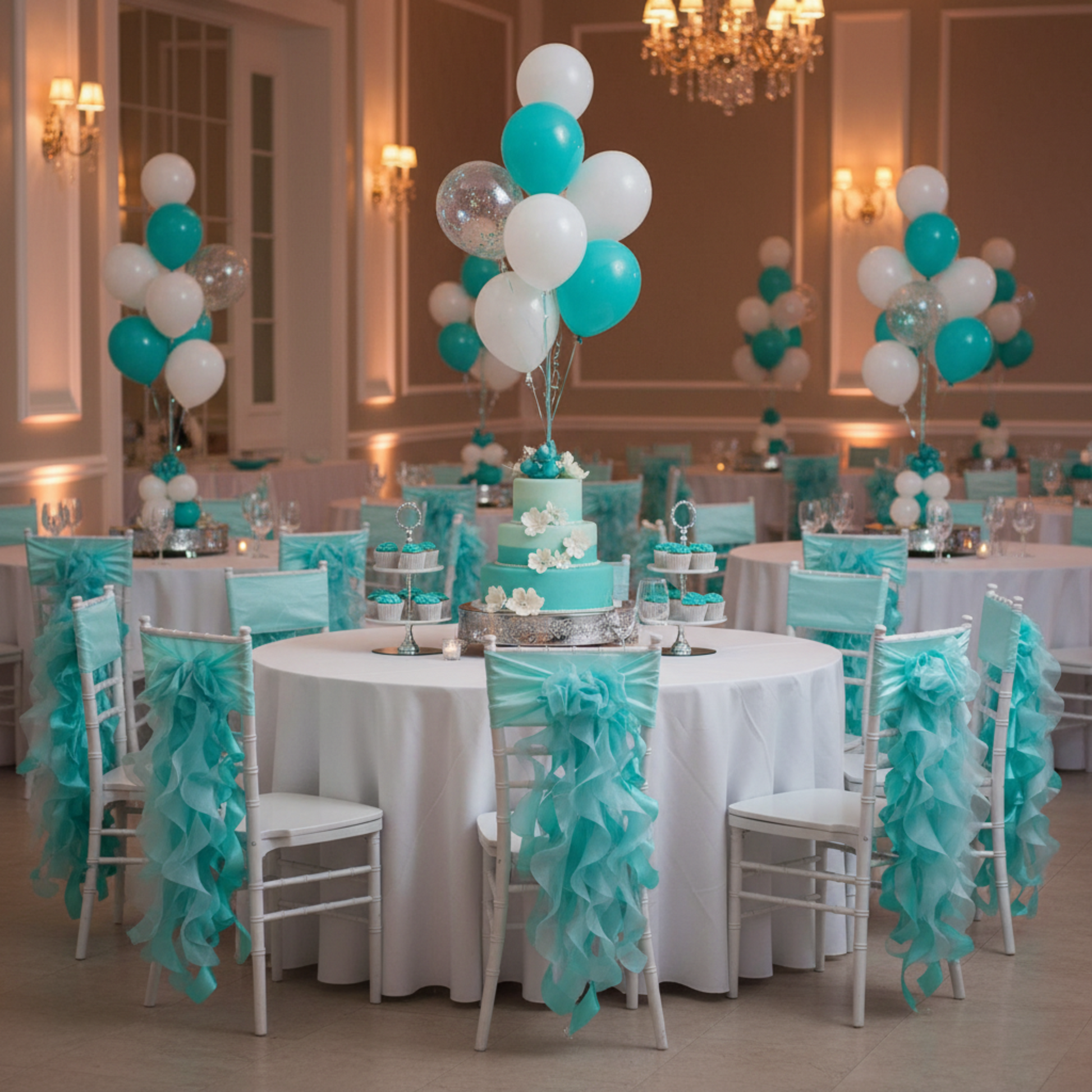 Birthday Party Indoor - Turquoise Curly Willow Sash