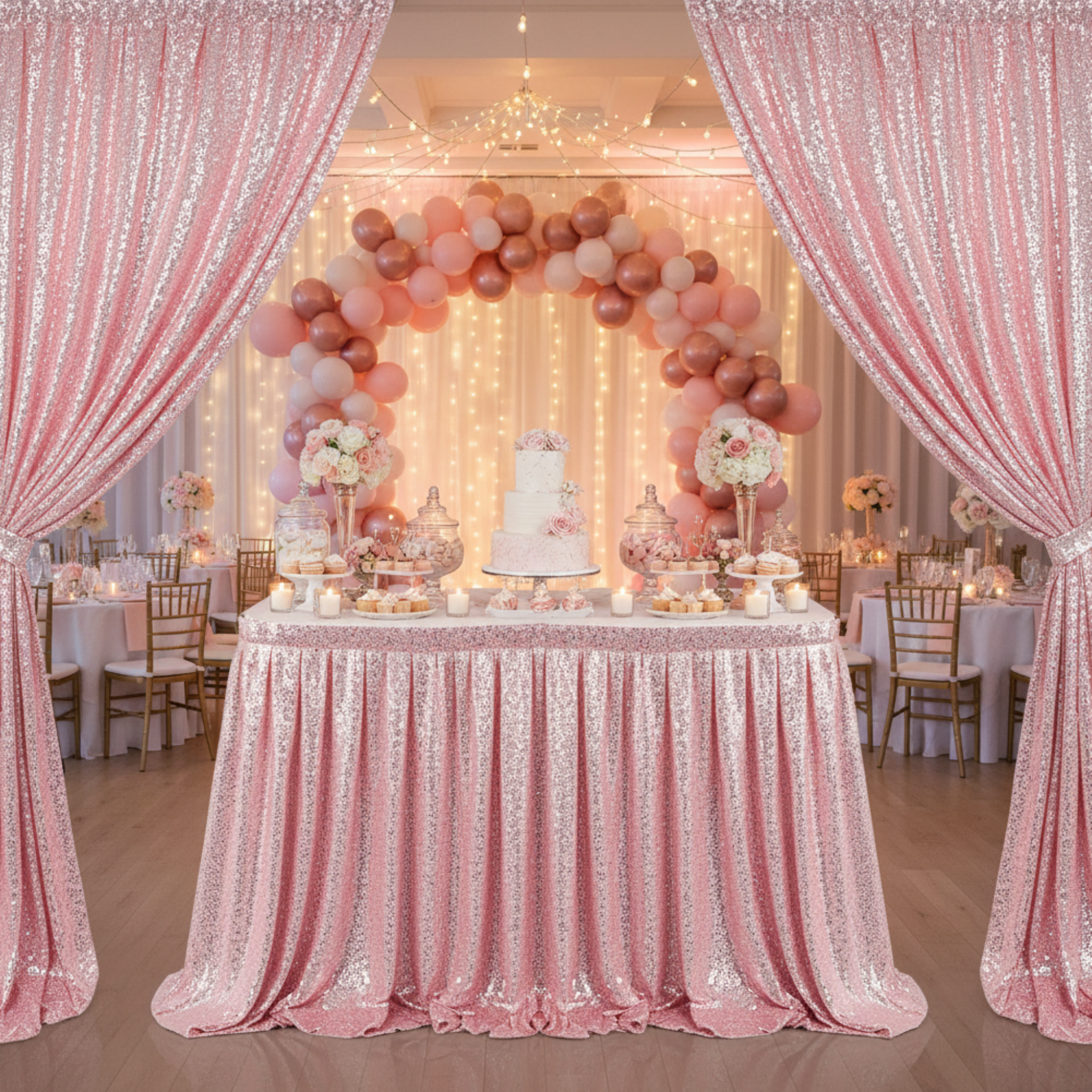 Cake Table Sequin Drapes
