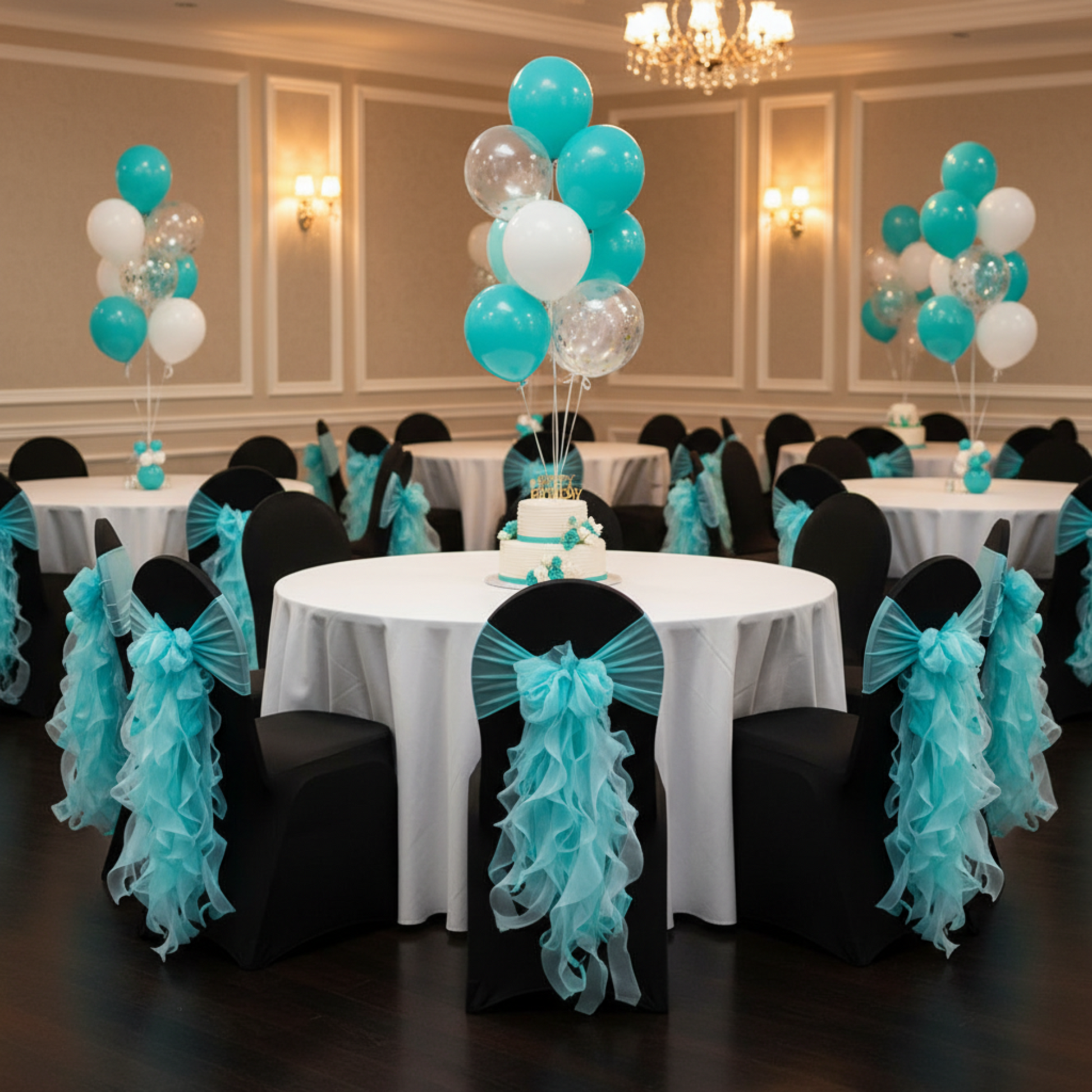 Birthday Party Indoor - Turquoise Curly Willow Sash