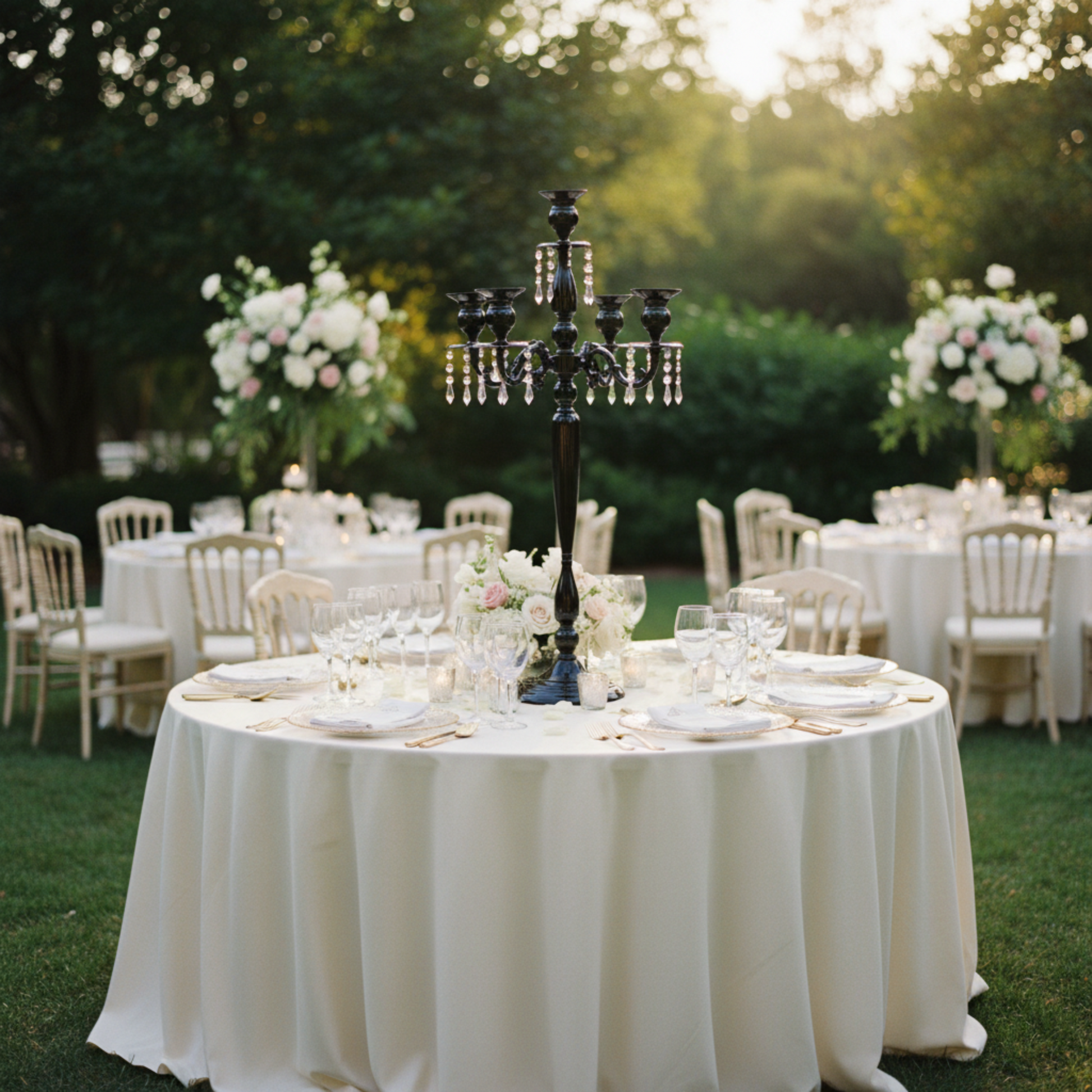 Black Candelabra – Outdoor Wedding Reception