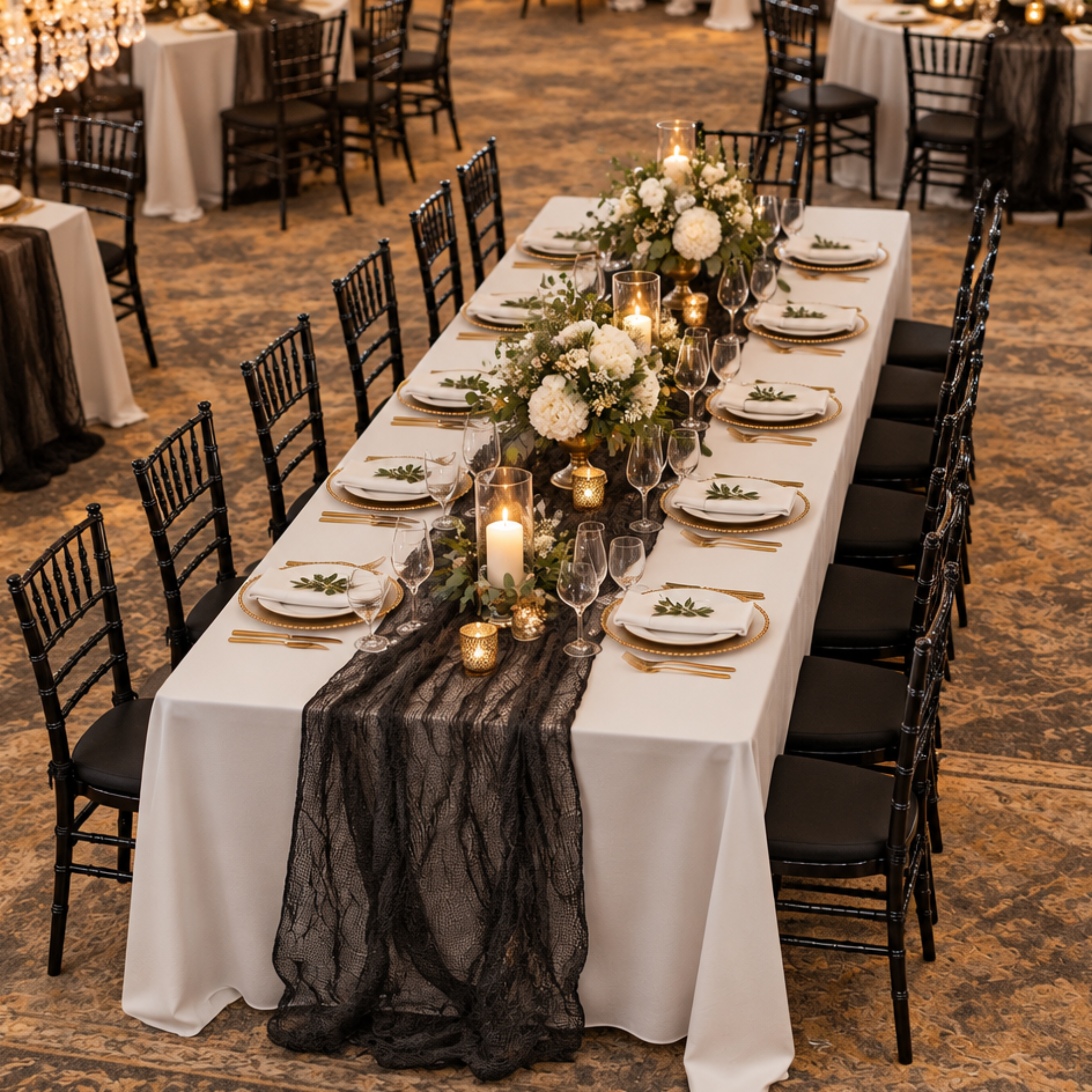 Black Cheesecloth Runner – Ballroom Overhead
