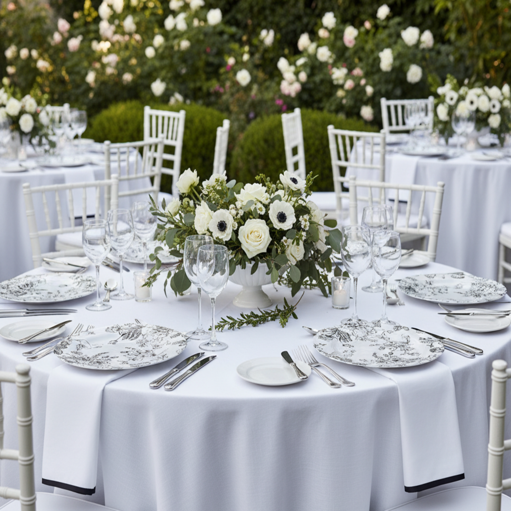 Black French Toile Charger – Outdoor Wedding