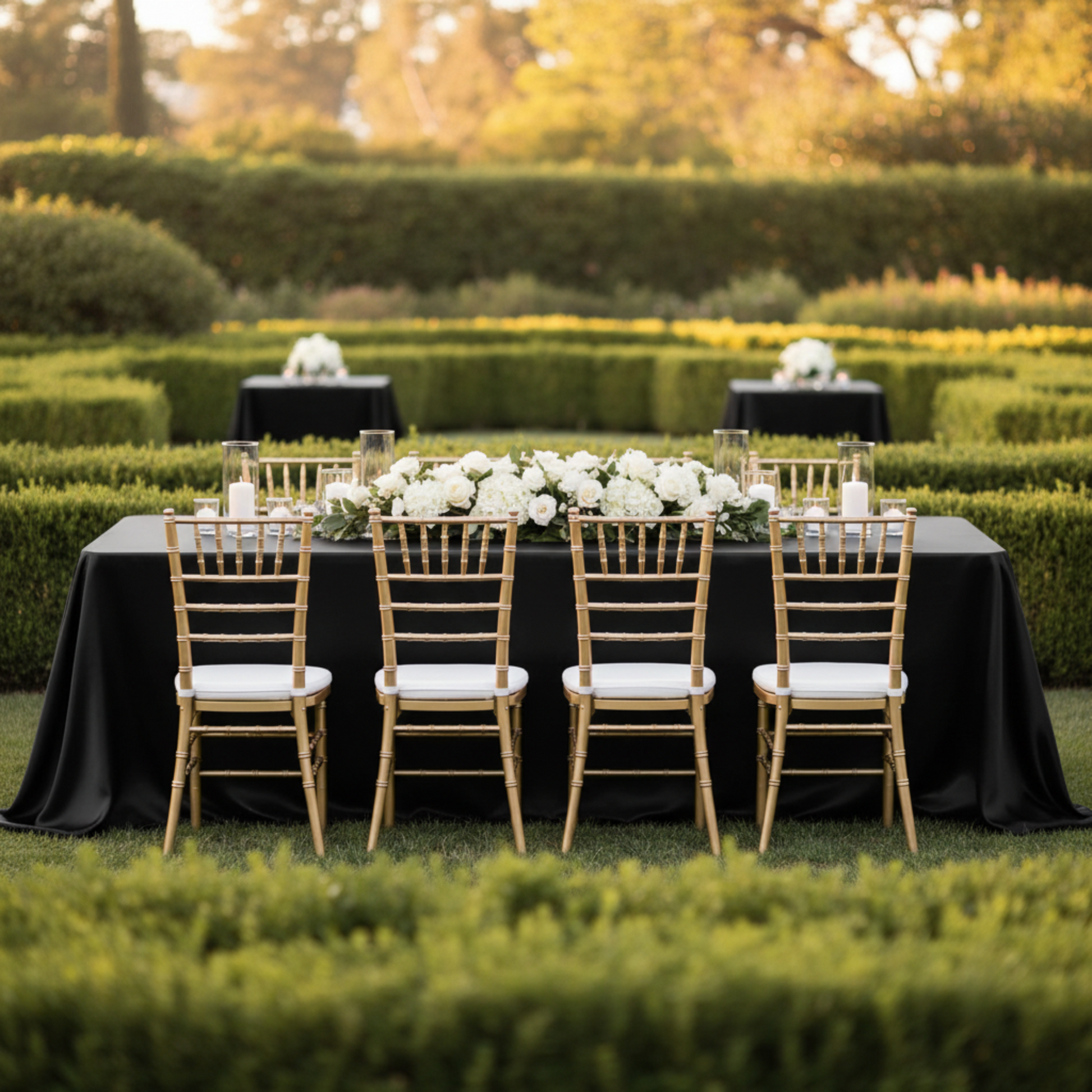 Black Lamour Satin 90x132 Rectangular Tablecloth Outdoor