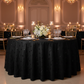 Black Sequin Embroidery Taffeta 120 Round Tablecloth with Gold Chiavari Chairs.
