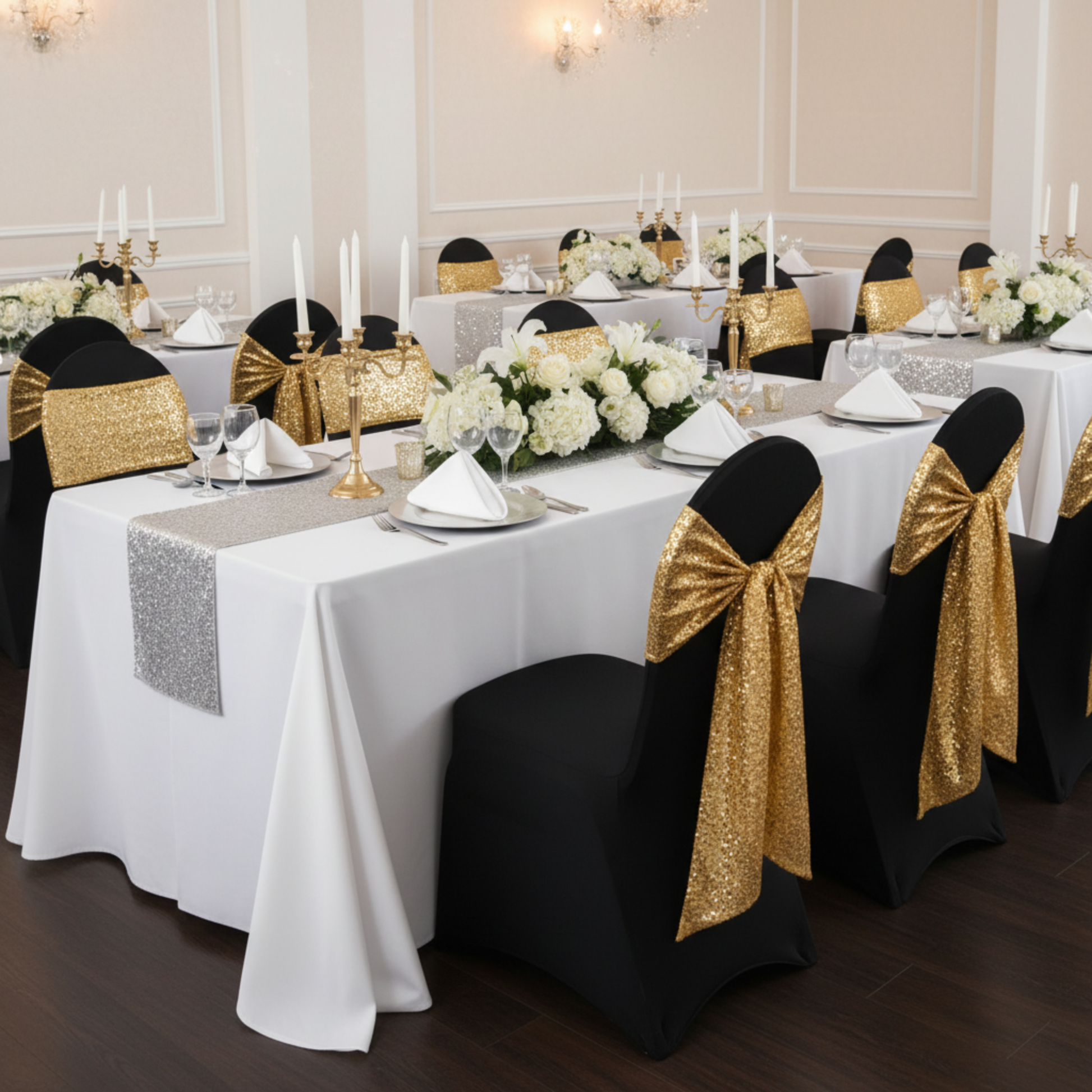 Black Spandex Banquet Chair Cover  Indoor Wedding Reception