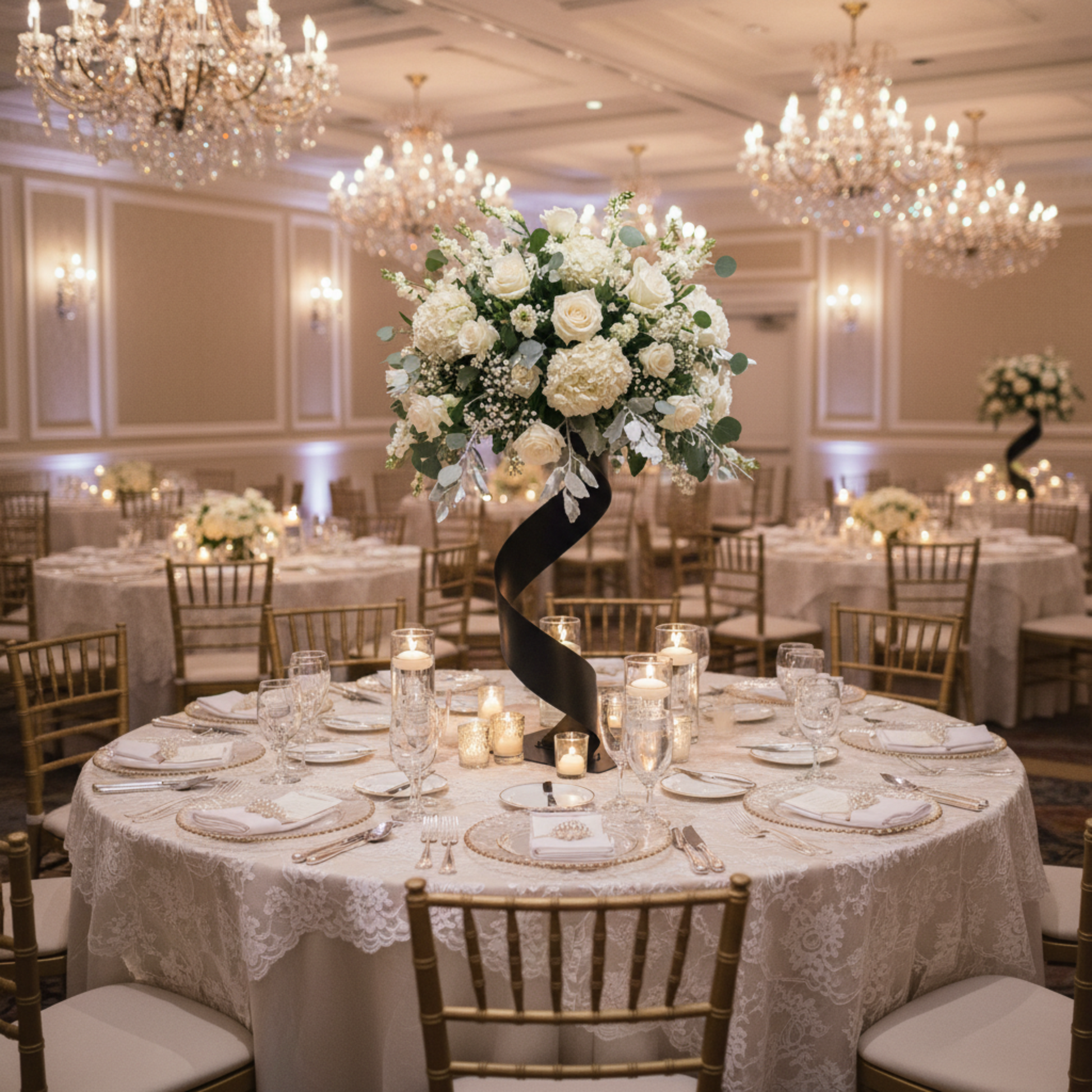 Black Spiral Stand – Indoor Ballroom