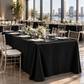 Black tablecloth at a modern event venue