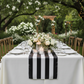 Black & White Striped Satin Table Runner – Outdoor Wedding