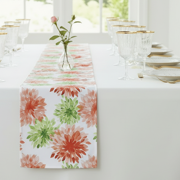 Blooming Mums Table Runner - Larger Prominent View