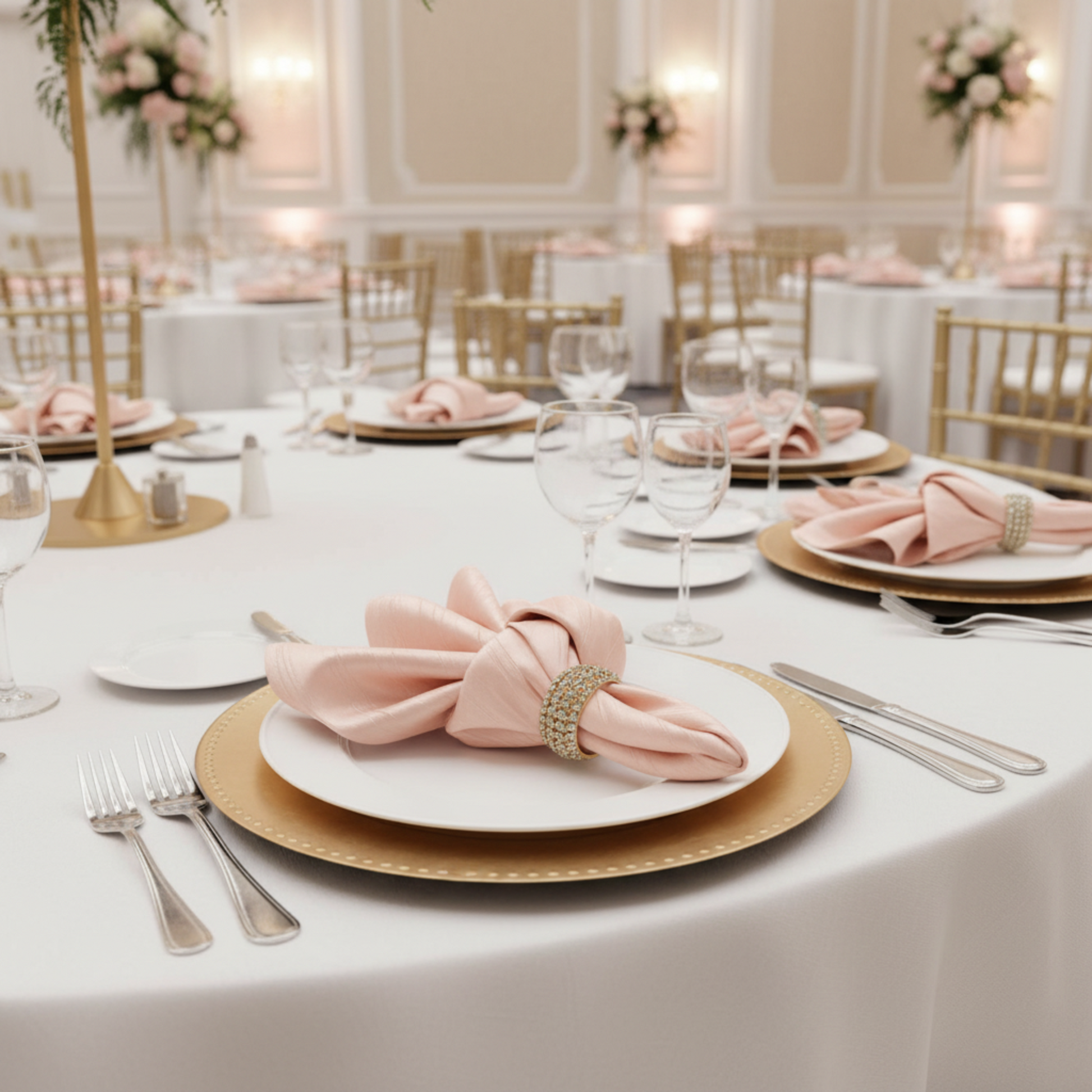 Blush Rose Gold Accordion Taffeta Napkin - Soft Knot Lifestyle