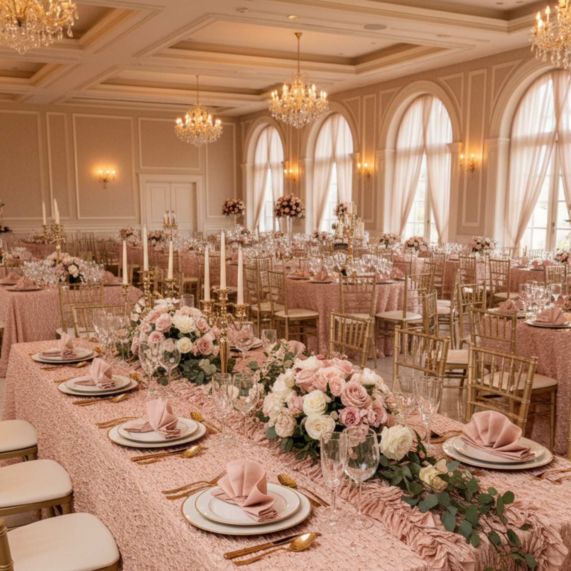 Blush Rose Gold Taffeta Napkin Event Lifestyle