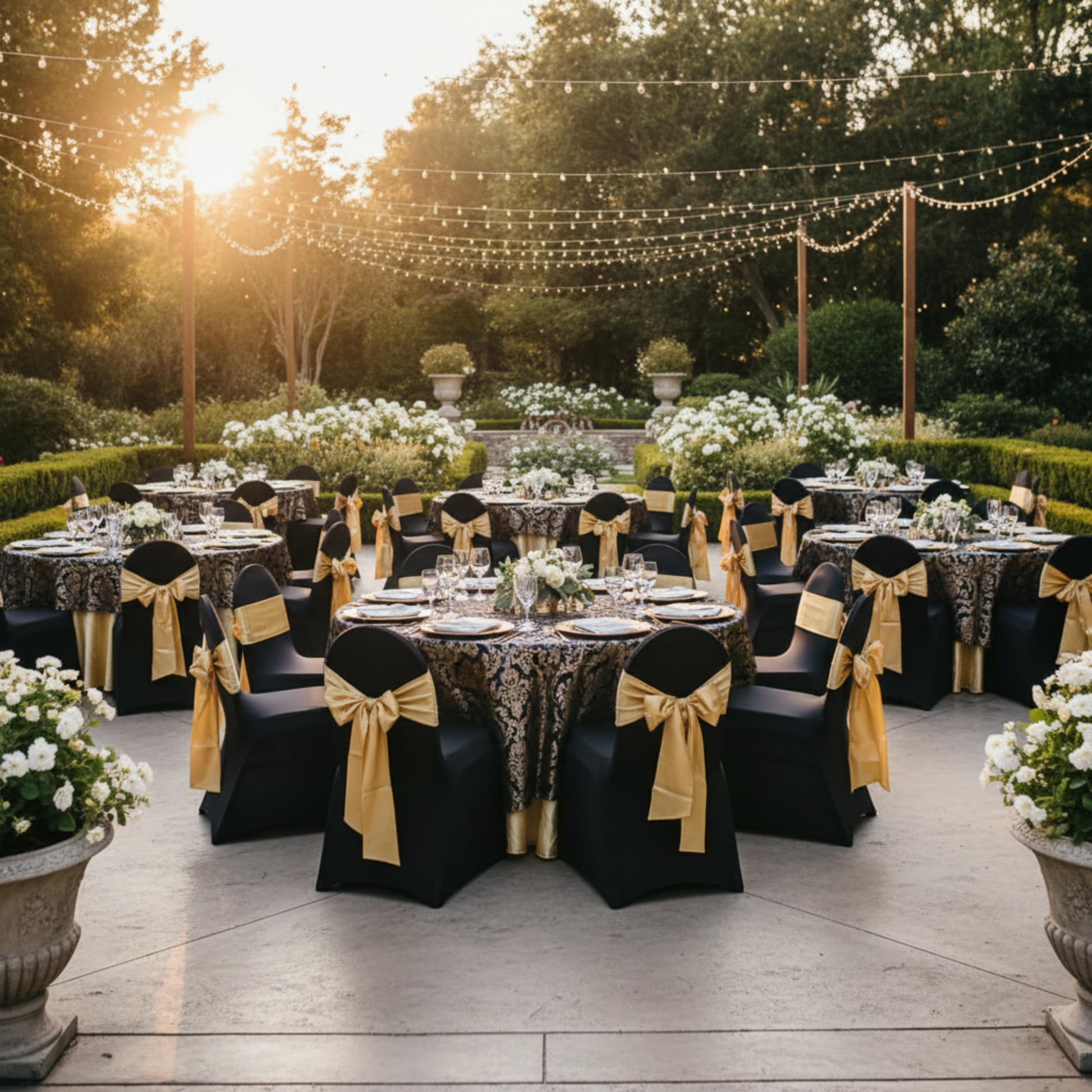 Bright Gold Standard Satin Chair Sash – Banquet Reception