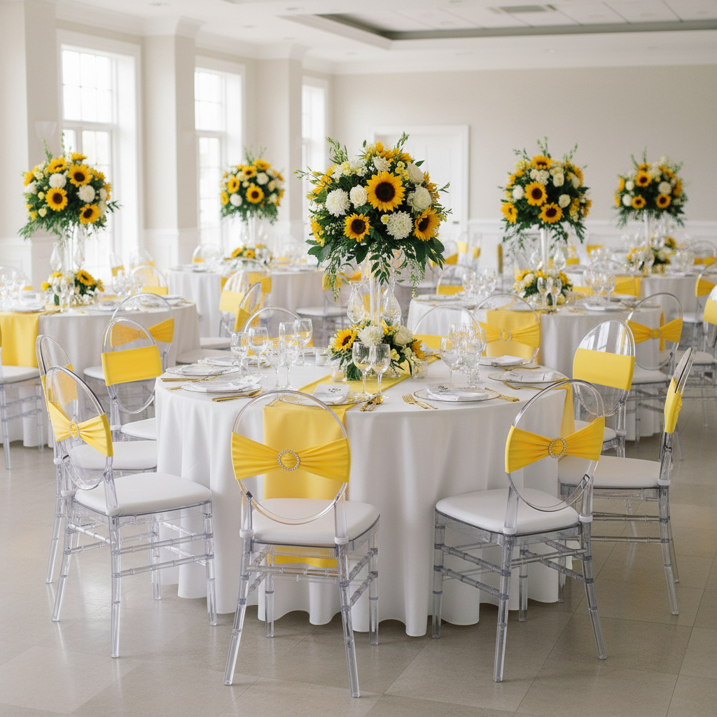 Buckle Spandex Stretch Chair Band - Bright Yellow