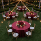 Burgundy Sequin Tablecloth Top View Outdoor