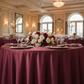 Burgundy Lamour Satin 120 Round Tablecloth Indoor Wedding Reception