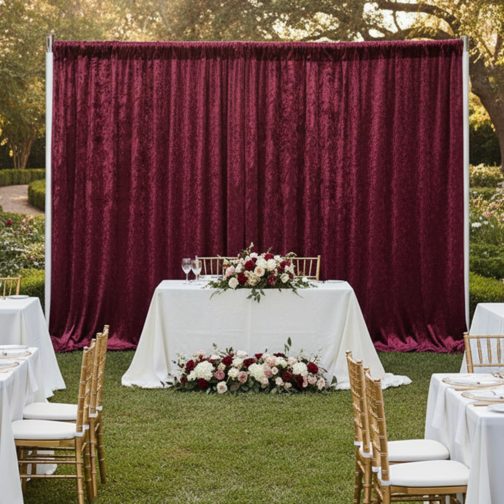 Burgundy Velvet Drape – Outdoor Multi-Panel