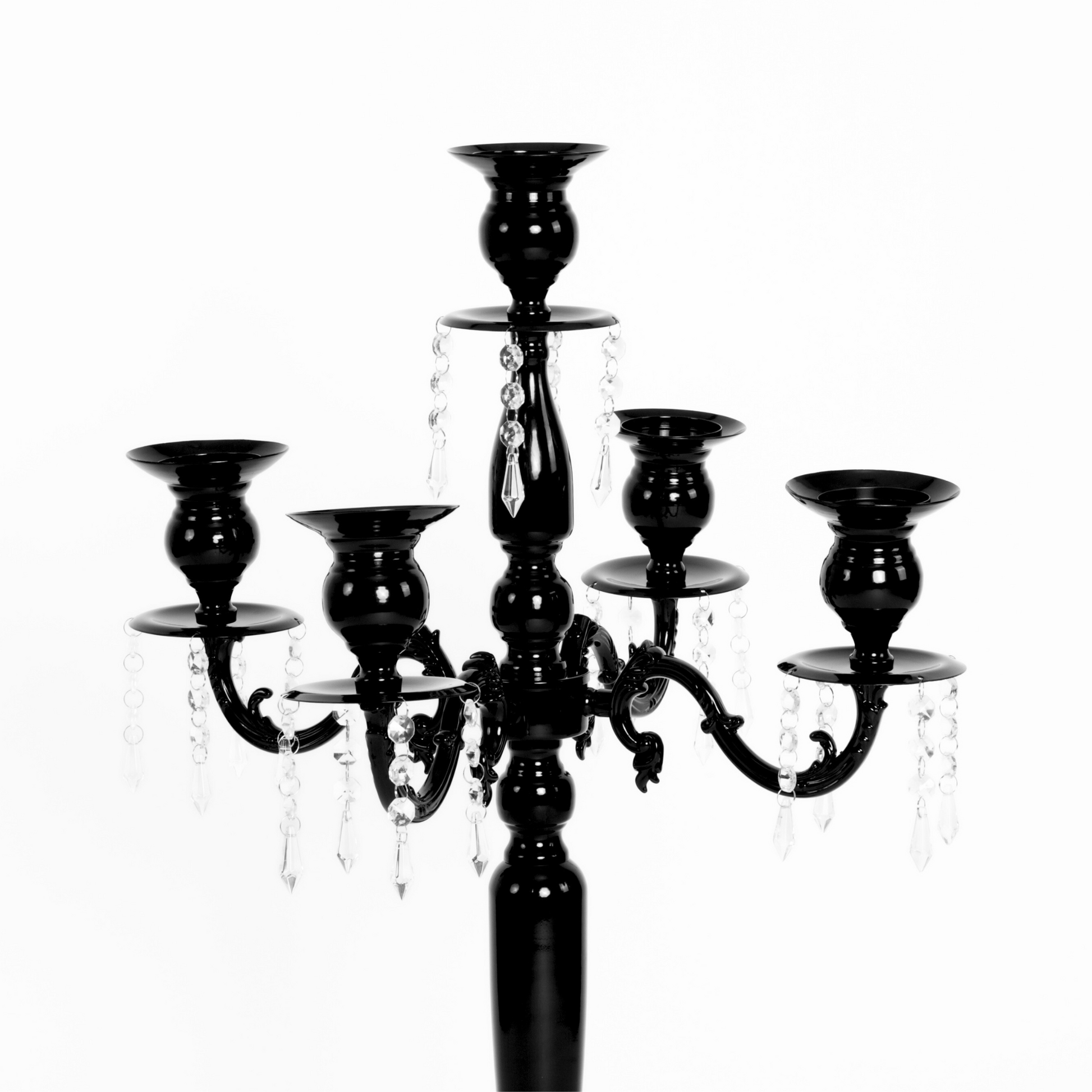2 PCS 8-Arm Candelabra Centerpieces | Black Metal Candle Holders With Acrylic Shades