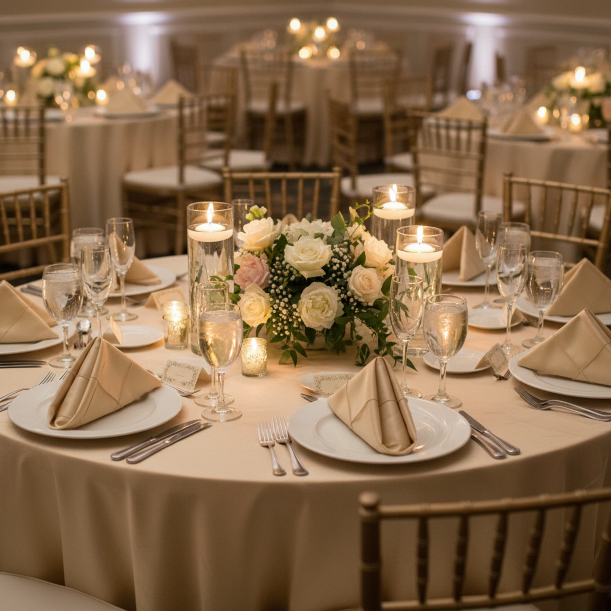 Pintuck Napkin - Bishop's Hat Fold - Indoor Wedding