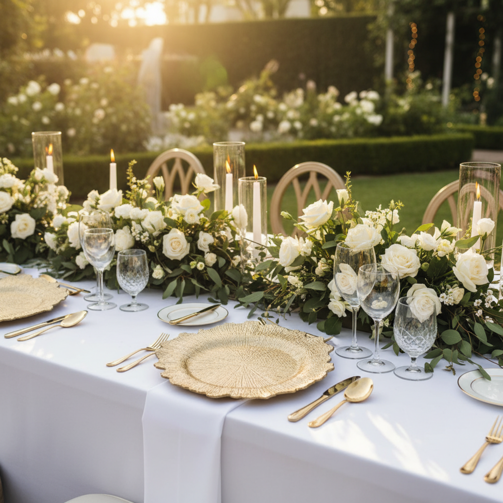 Champagne Reef Acrylic Charger Plate Wedding Reception Outdoor
