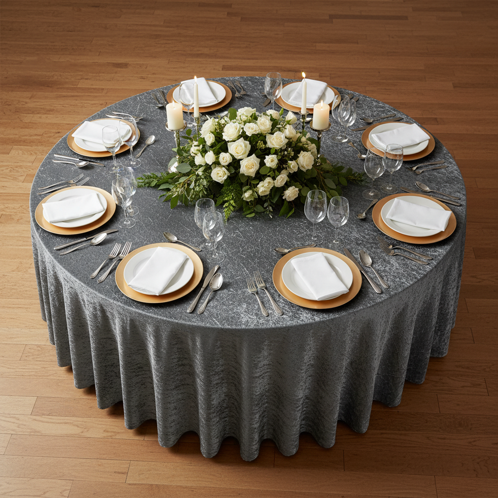 Charcoal Velvet Tablecloth - Bird's Eye View Realistic