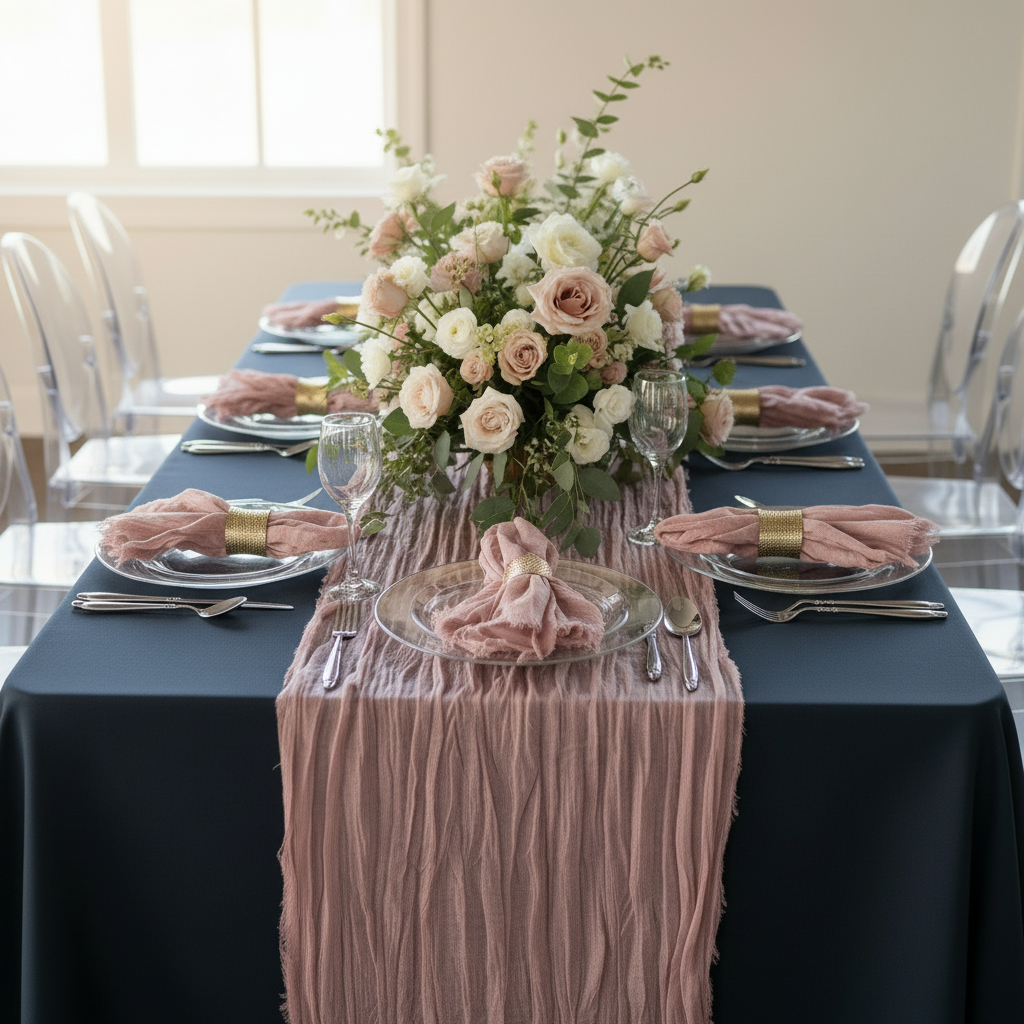 Cheesecloth Gauze Linen Napkin 20"x20" (5pc/pk) - Dusty Rose/Mauve.