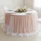 Chiffon Tulle Table Skirt Extra Long 17ft - Blush/Rose Gold.