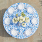 Chinoiserie Floral Scuba Print 132" Round Tablecloth - Blue - CV Linens