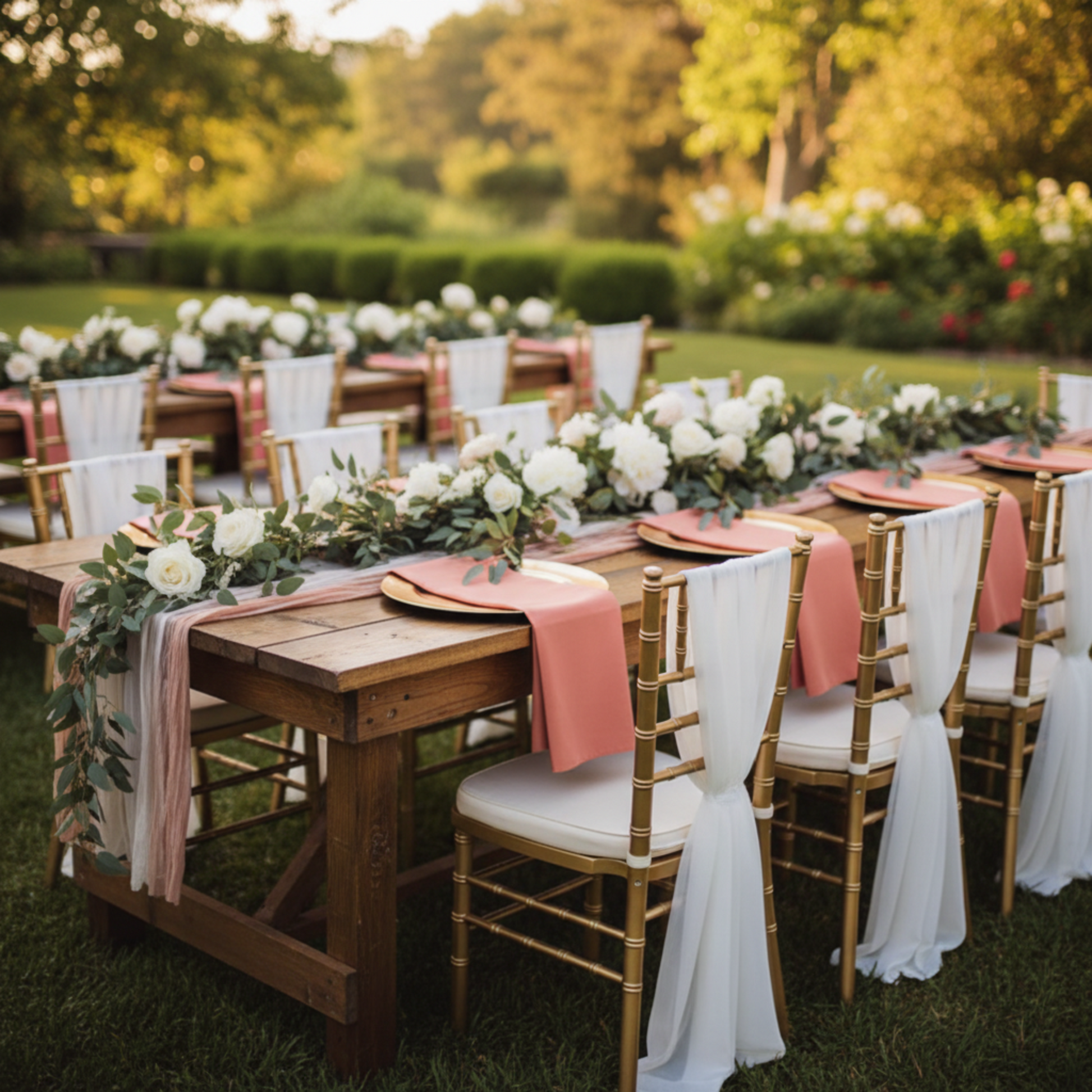 Coral Premium Polyester Napkin Outdoor Wedding Reception