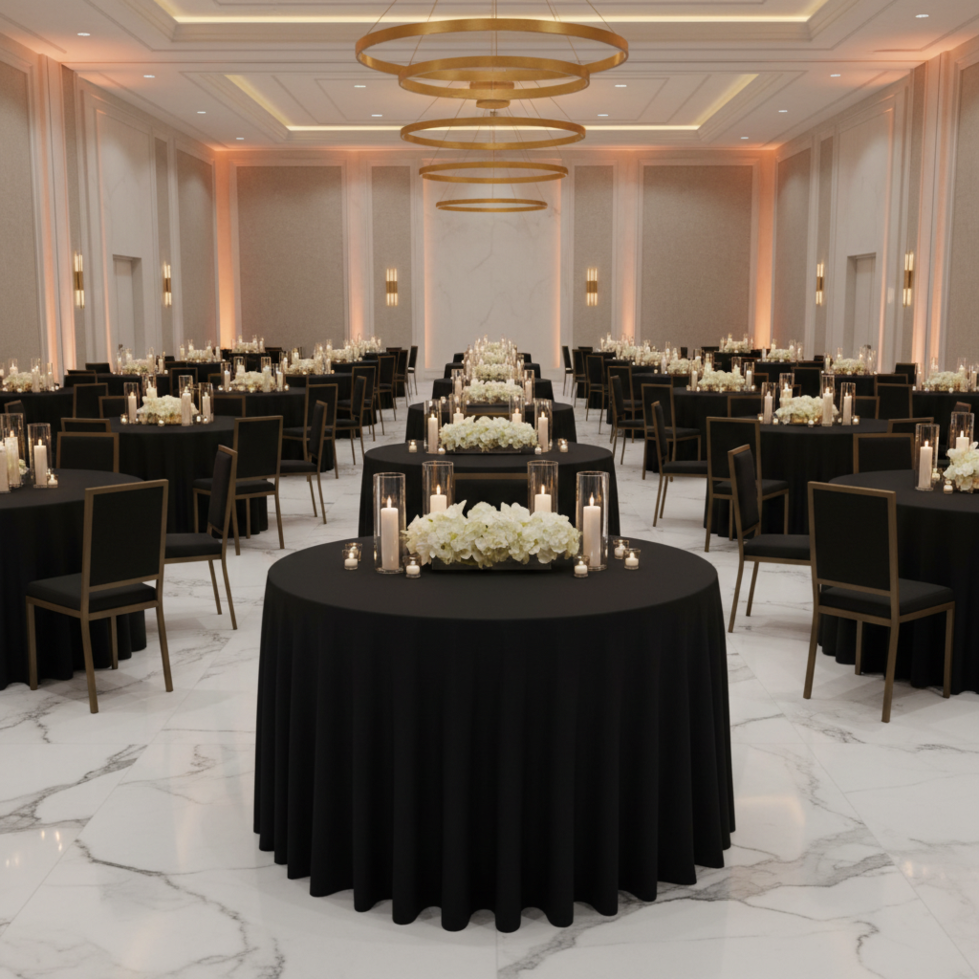 Corporate Gala Black Scuba 132" Round Tablecloth 