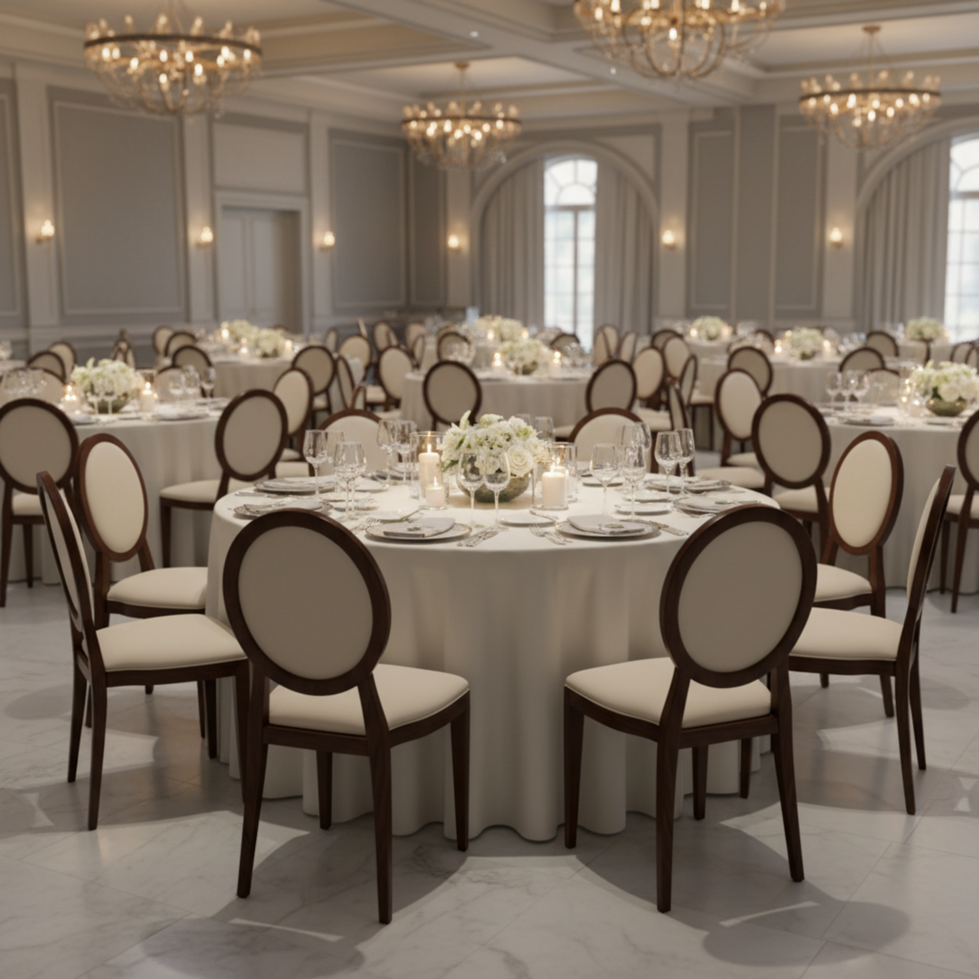 Corporate Gala- Ivory 132 Round Scuba Tablecloth