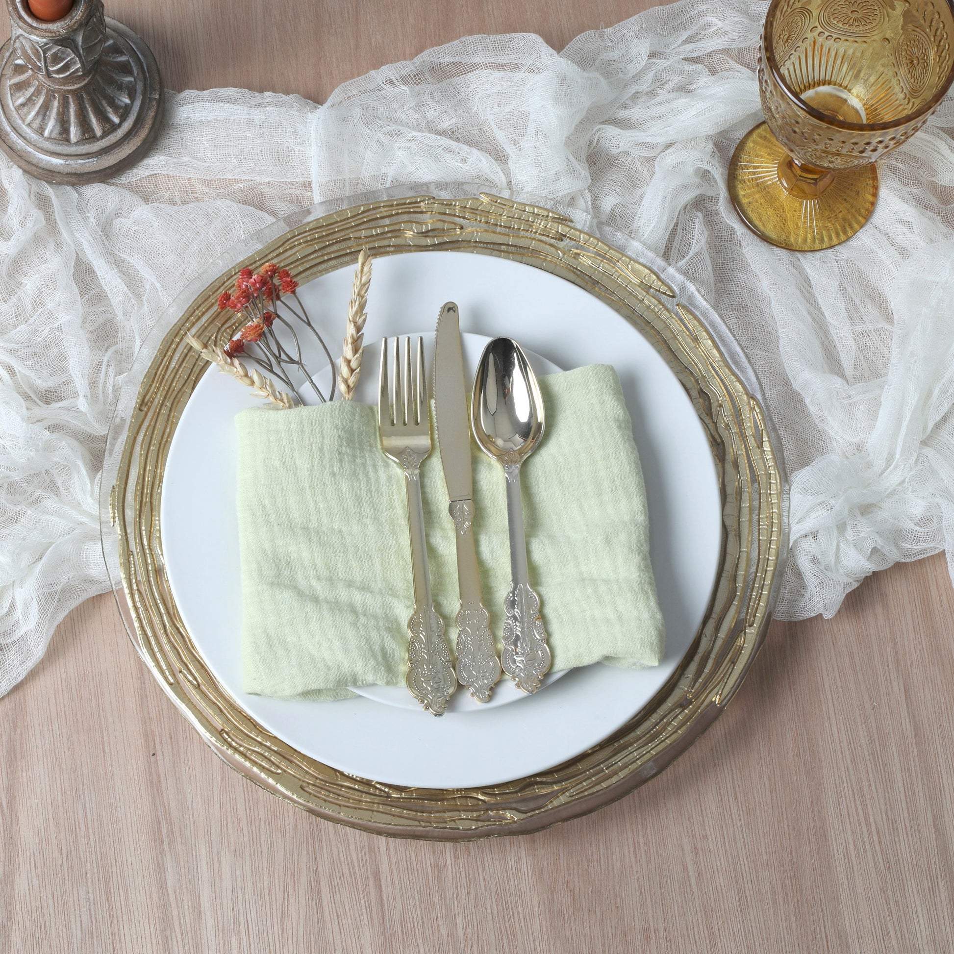 Cotton Gauze Crinkle Napkins 16"x16" (5 pcs/pk) Pastel Chartreuse CV