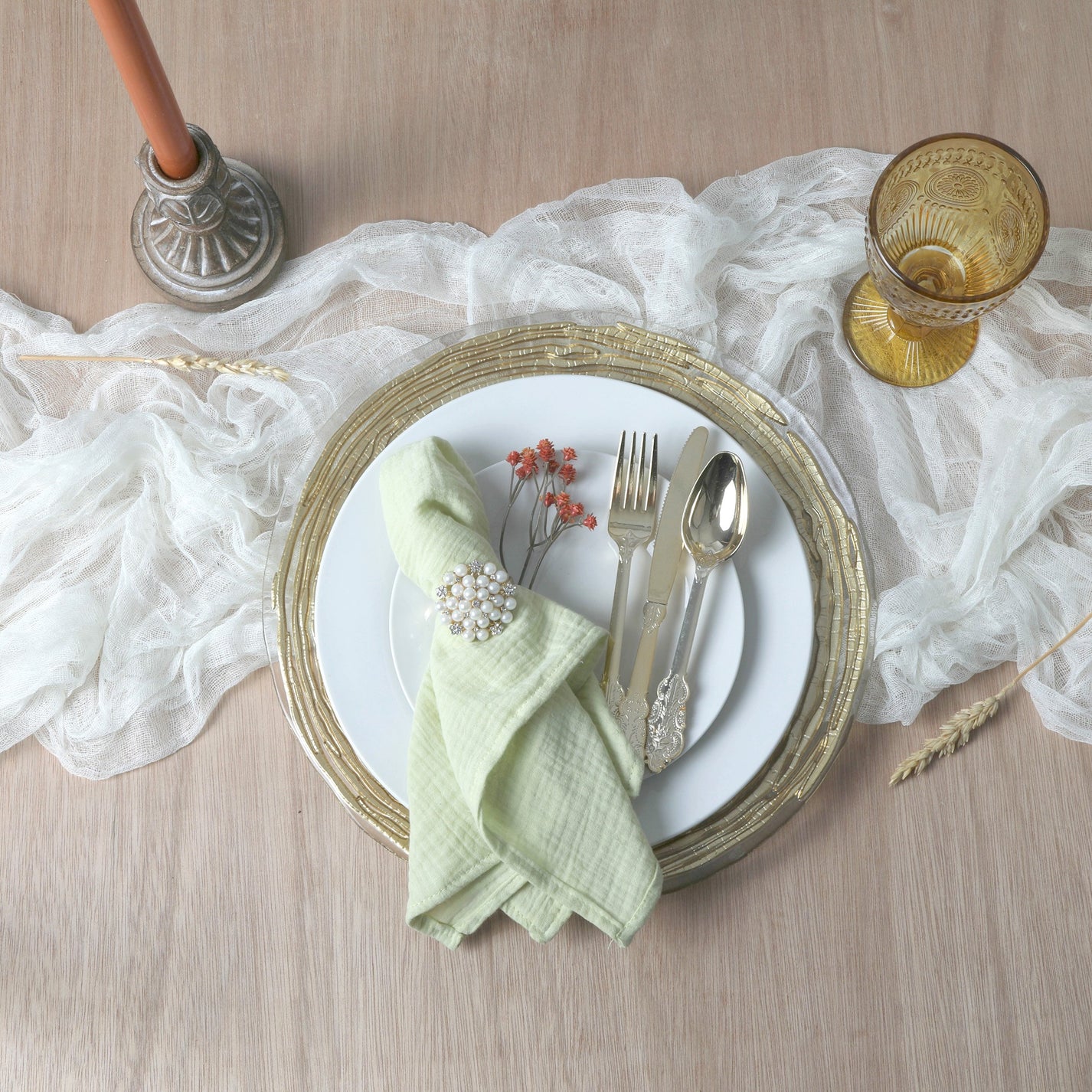 Cotton Gauze Crinkle Napkins 16"x16" (5 pcs/pk) Pastel Chartreuse CV