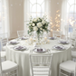Crinkle Shimmer 132" Round Tablecloth - Light Ivory/Off White.