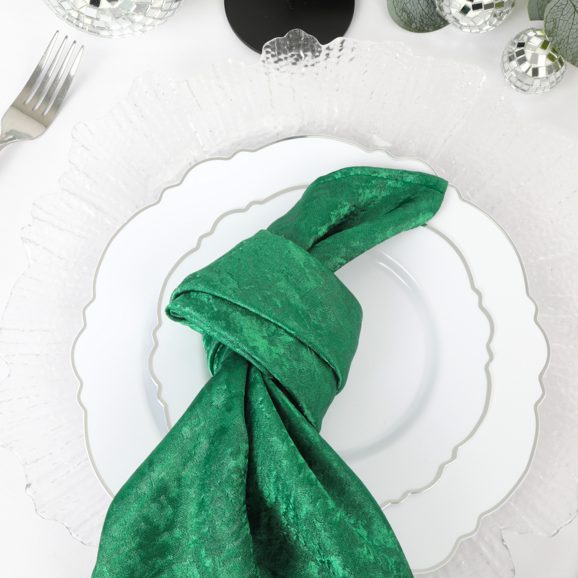 5 pcs/pk Crinkle Shimmer Napkin 20"x20" - Emerald Green