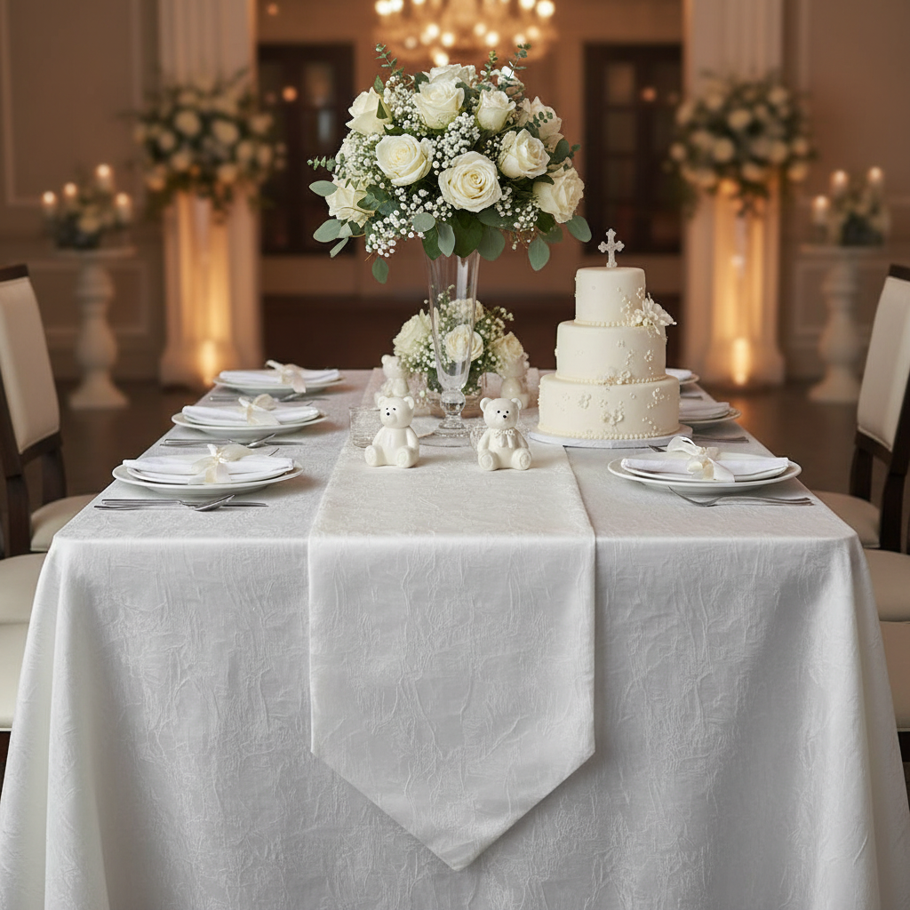 Crushed Taffeta 90"x156" Rectangular Tablecloth - White.