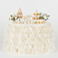 Curly Willow 14ft Table Skirt Ivory with Dessert Table