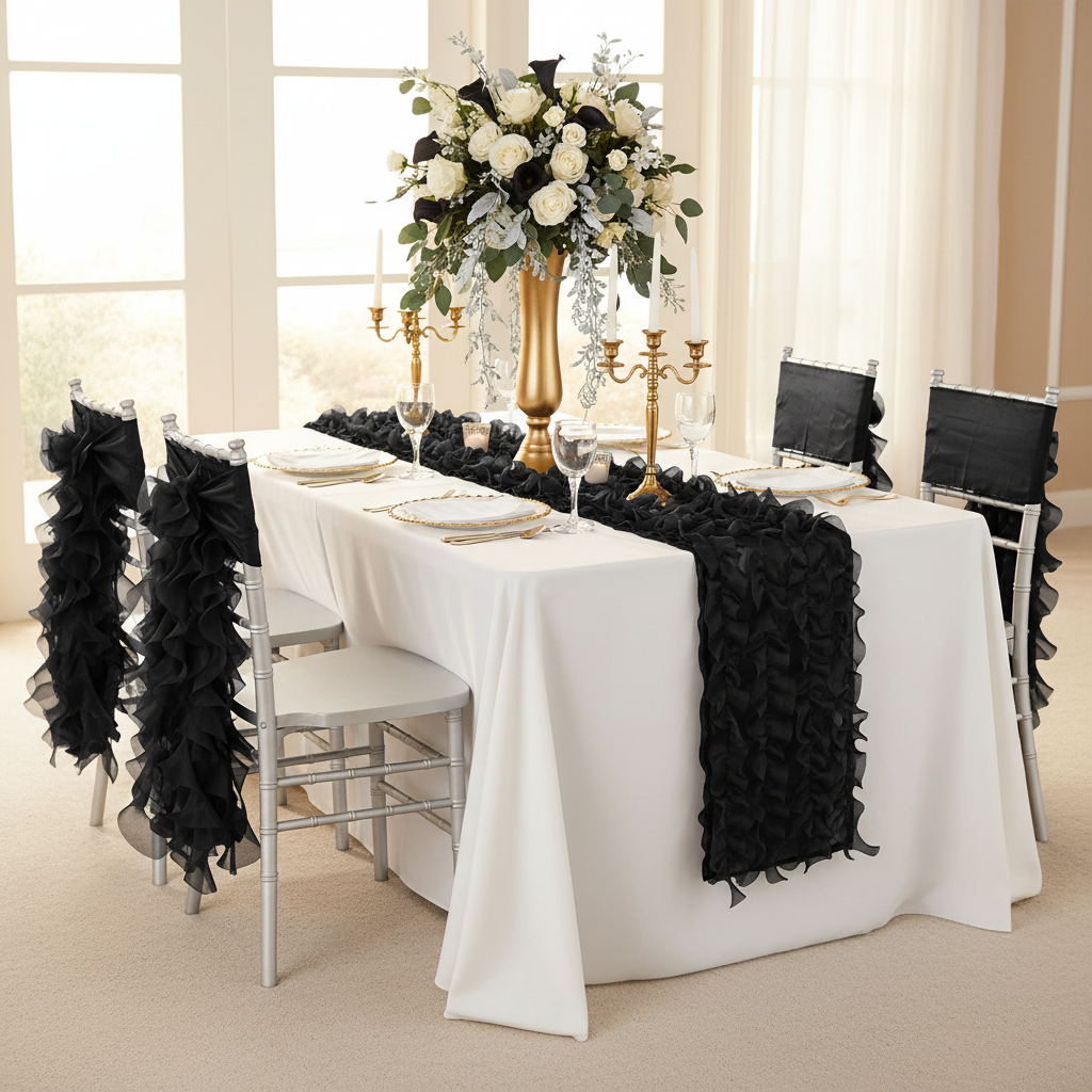 Curly Willow Chair Sash - Black.