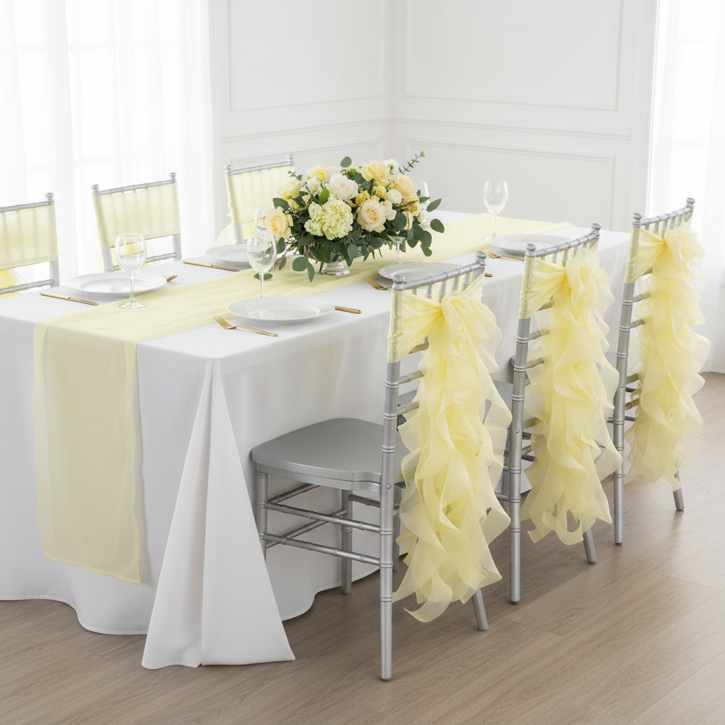 Curly Willow Chair Sash - Pastel Yellow.