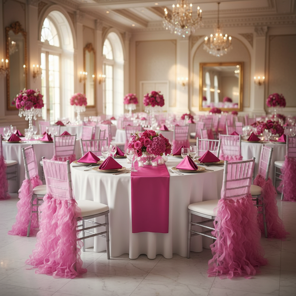 Curly Willow Chiavari Chair Back Slip Cover - Fuchsia.