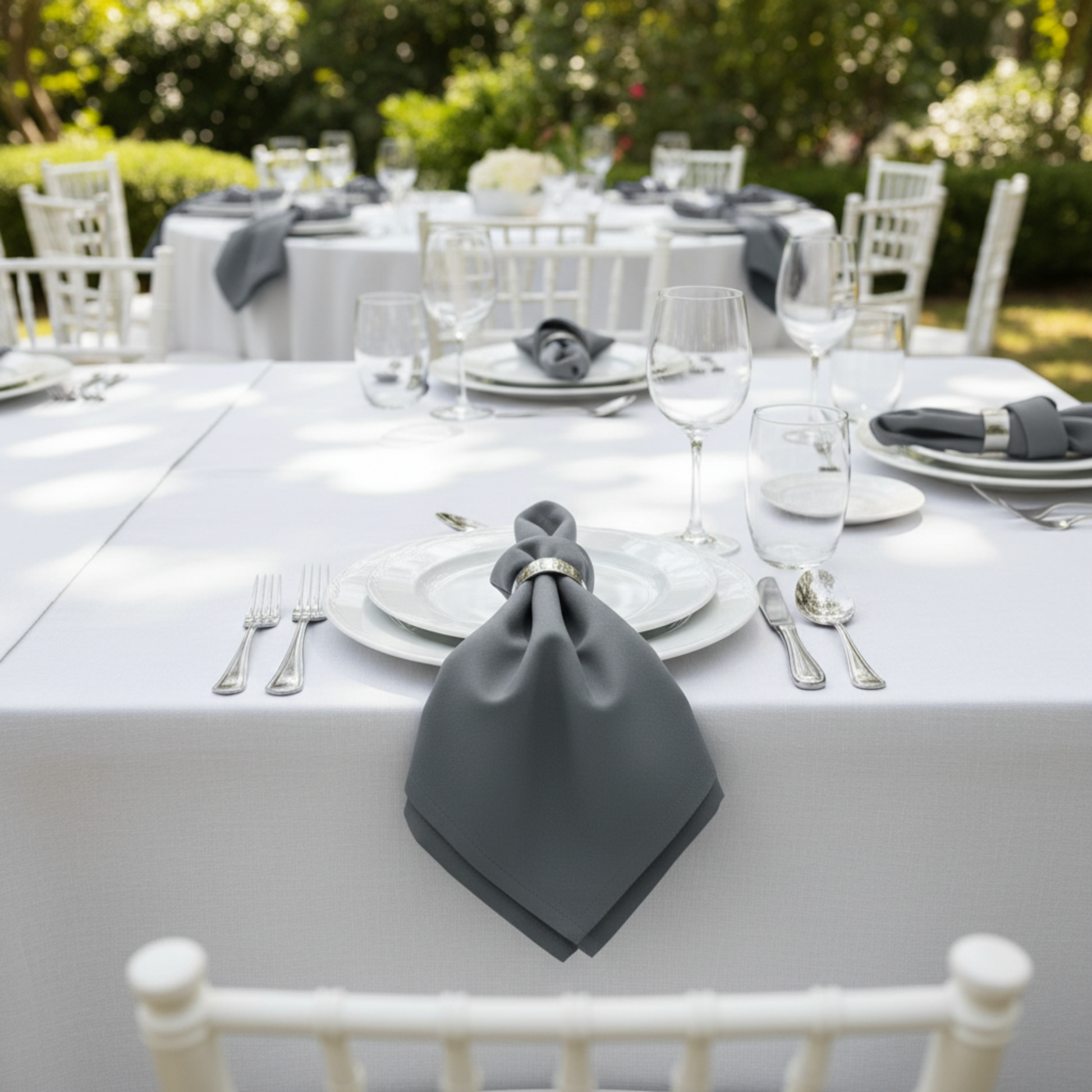 Pewter Napkin – Outdoor Garden Setting