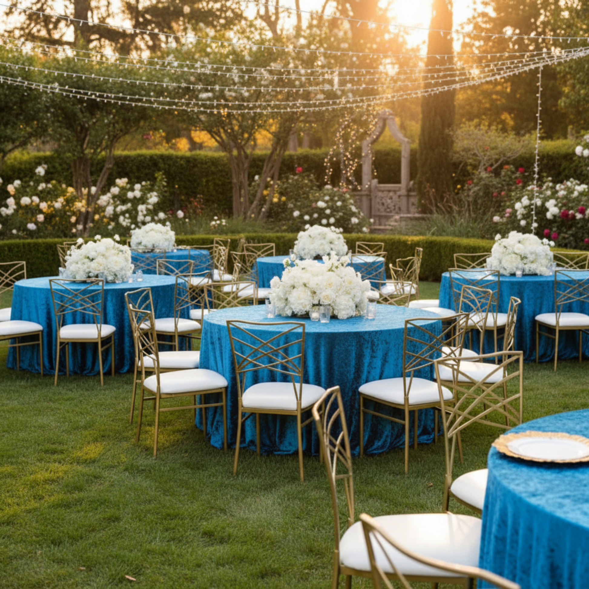 Dark Teal 120 Round Velvet Tablecloth – Outdoor Wedding