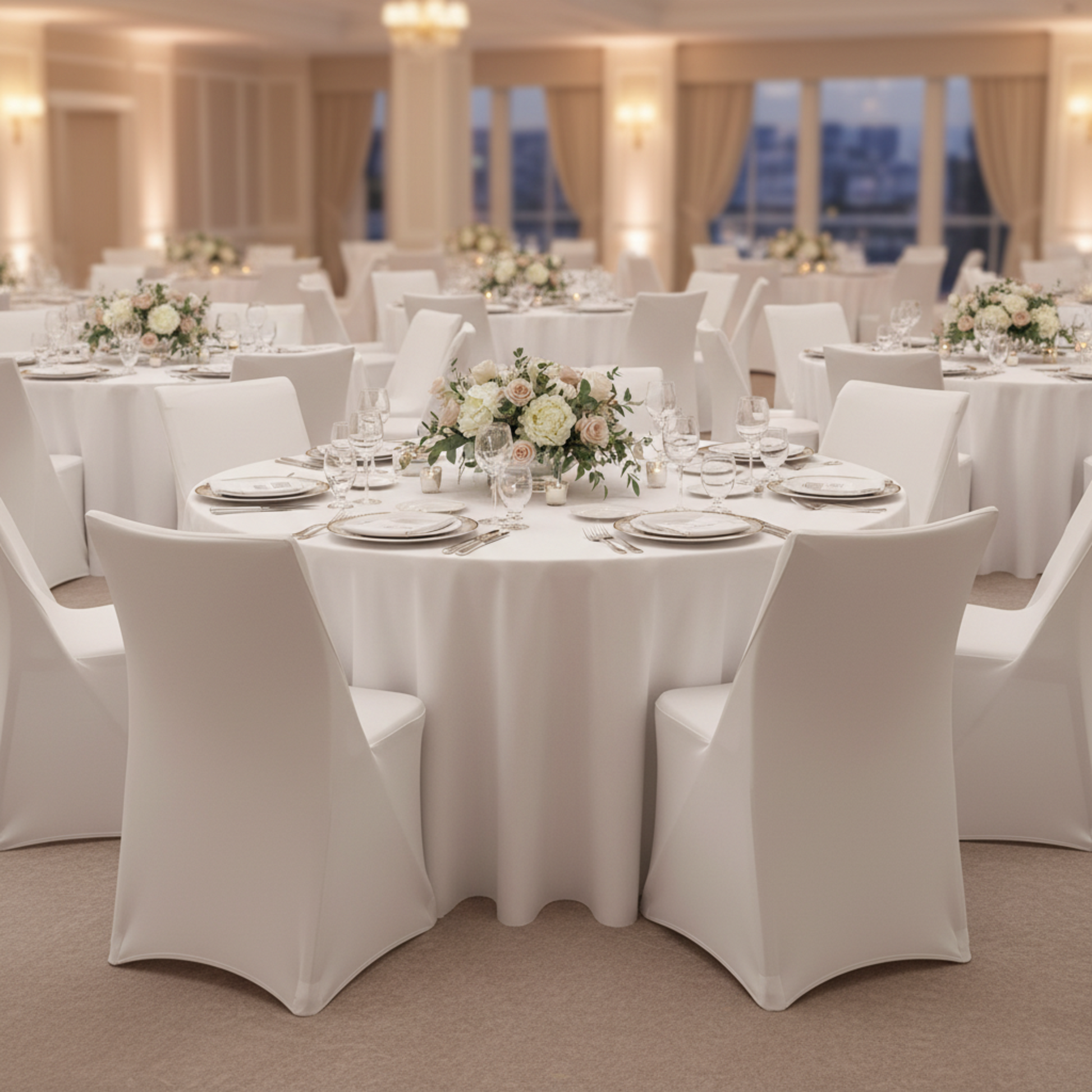 Dinner Party Ivory Contemporary Lifetime Spandex Folding Chair Cover