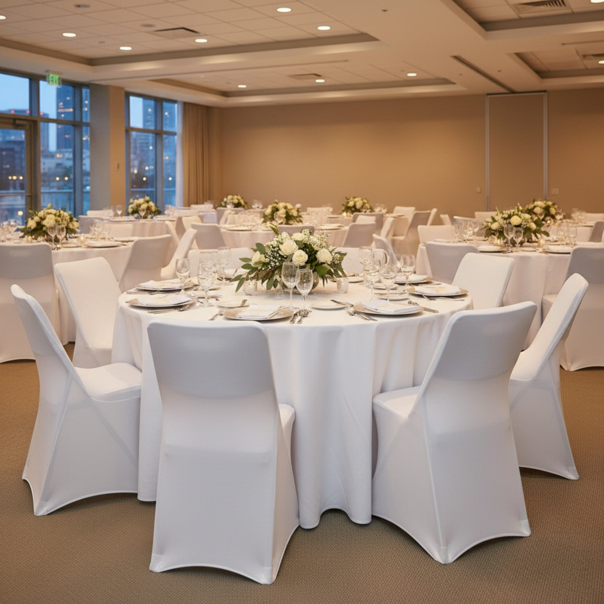 Dinner Party White Contemporary Lifetime Spandex Folding Chair Cover
