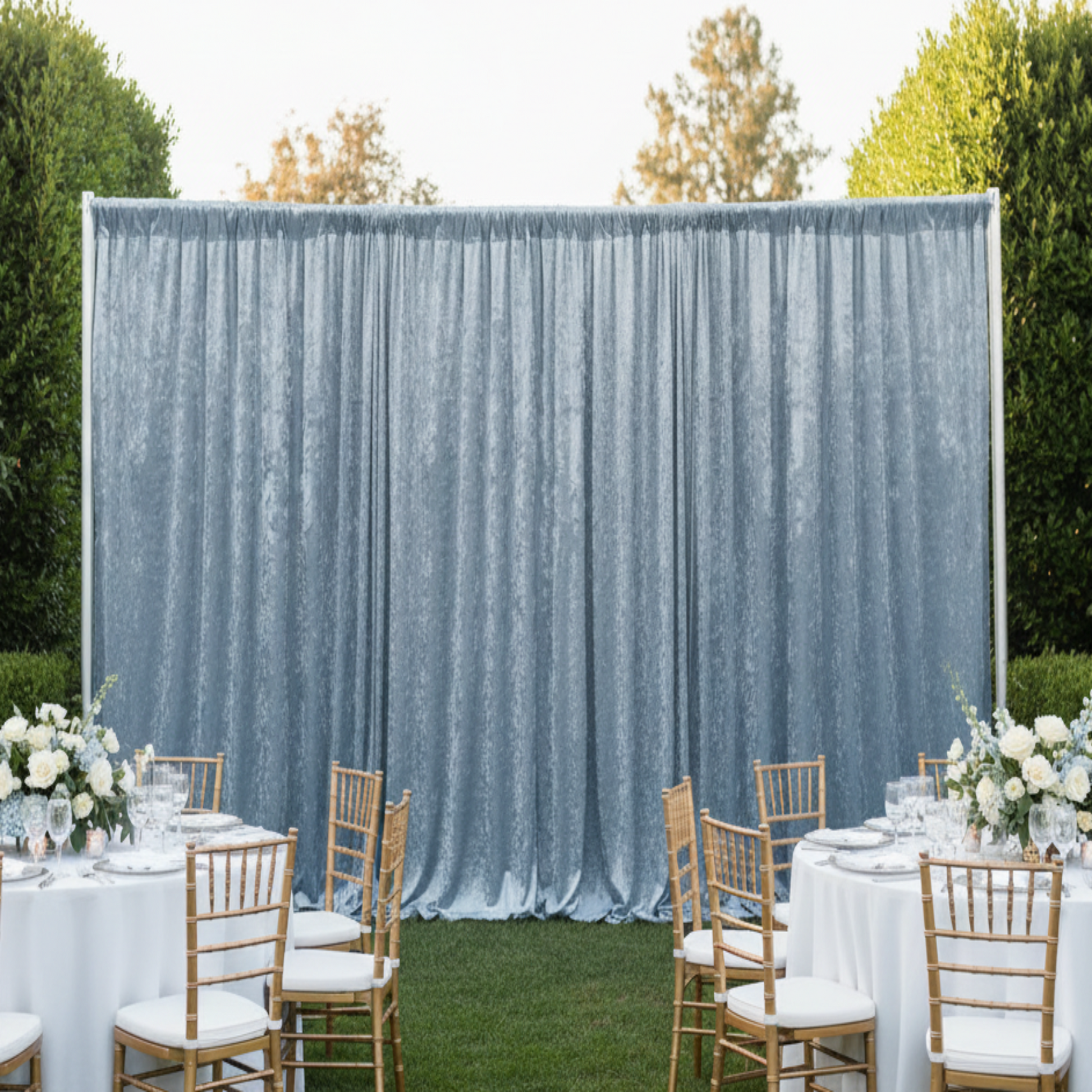 Dusty Blue 12FT Velvet Drape - Outdoor