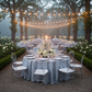 Dusty-Blue Accordion Crinkle Taffeta 120 Round Tablecloth Outdoor Banquet Reception