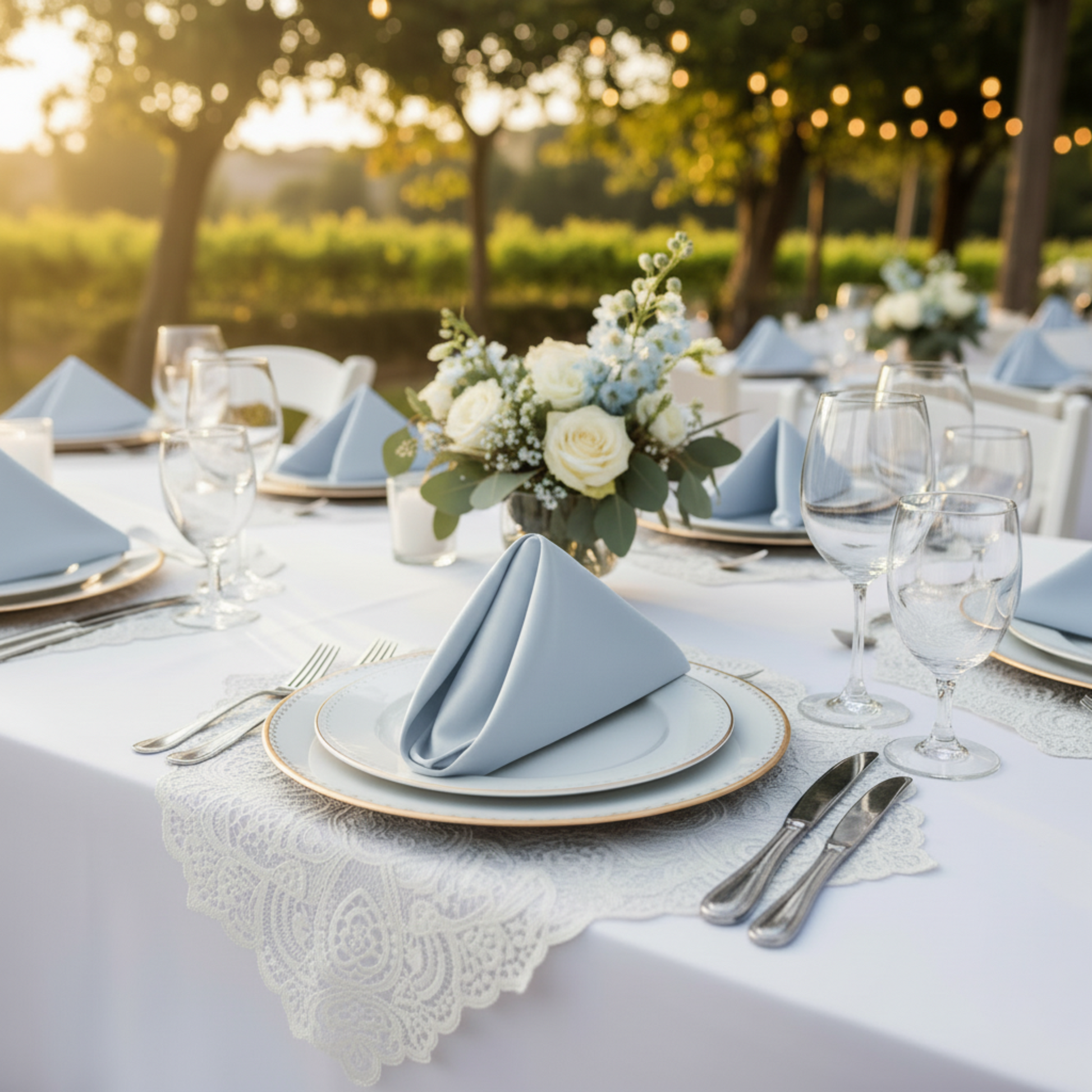 Dusty Blue Satin 20x20 Napkin 