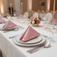 Satin Napkin 20"x20" - Dusty Rose/Mauve in Wedding Reception with Oval Chairs.