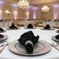 Economy Polyester Napkin 20"x20" - Black in Indoor Reception.