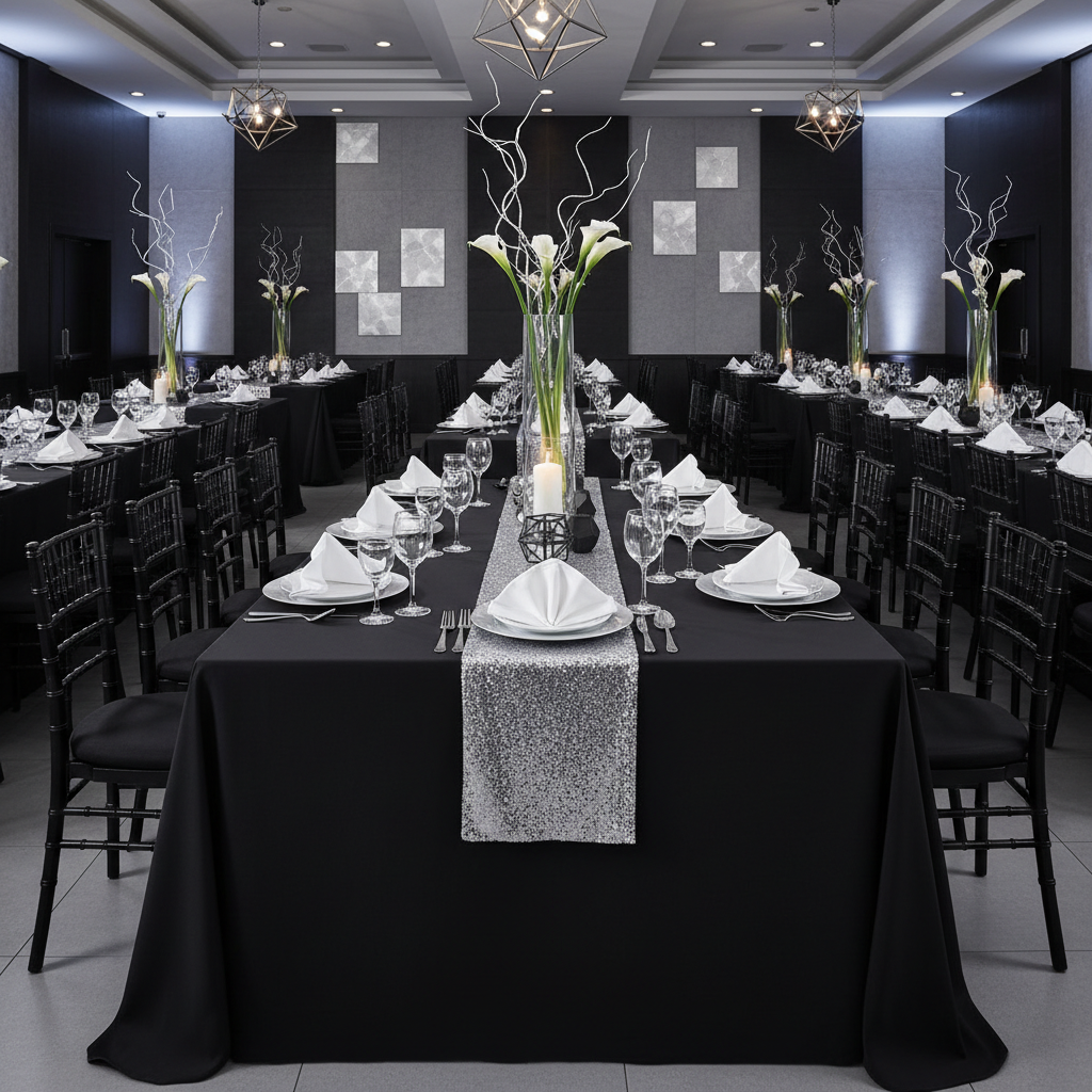 Economy Polyester Tablecloth 90"x156" Oblong Rectangular - Black.
